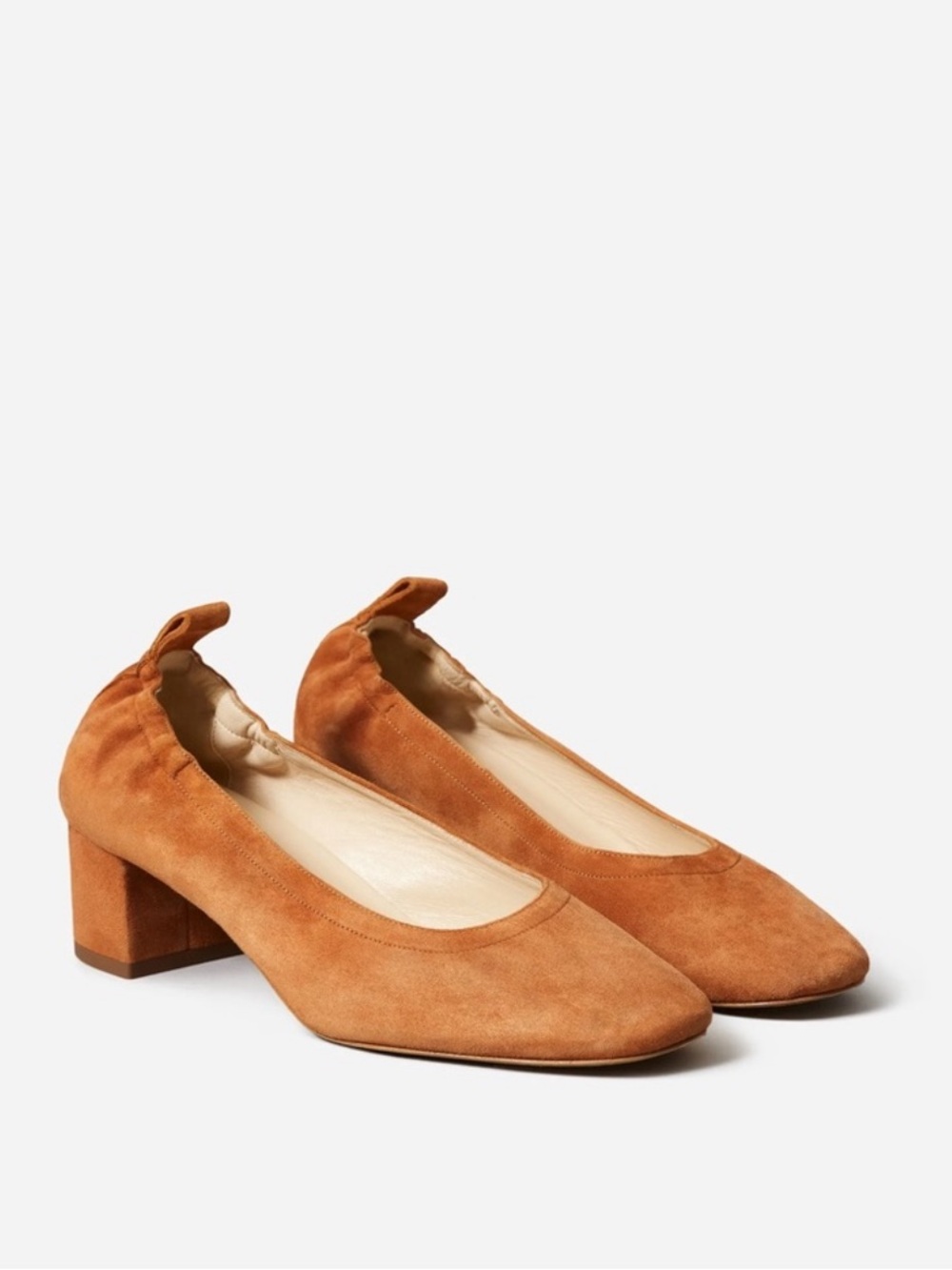 Everlane The Day Heel in Cognac Suede Size 9.5